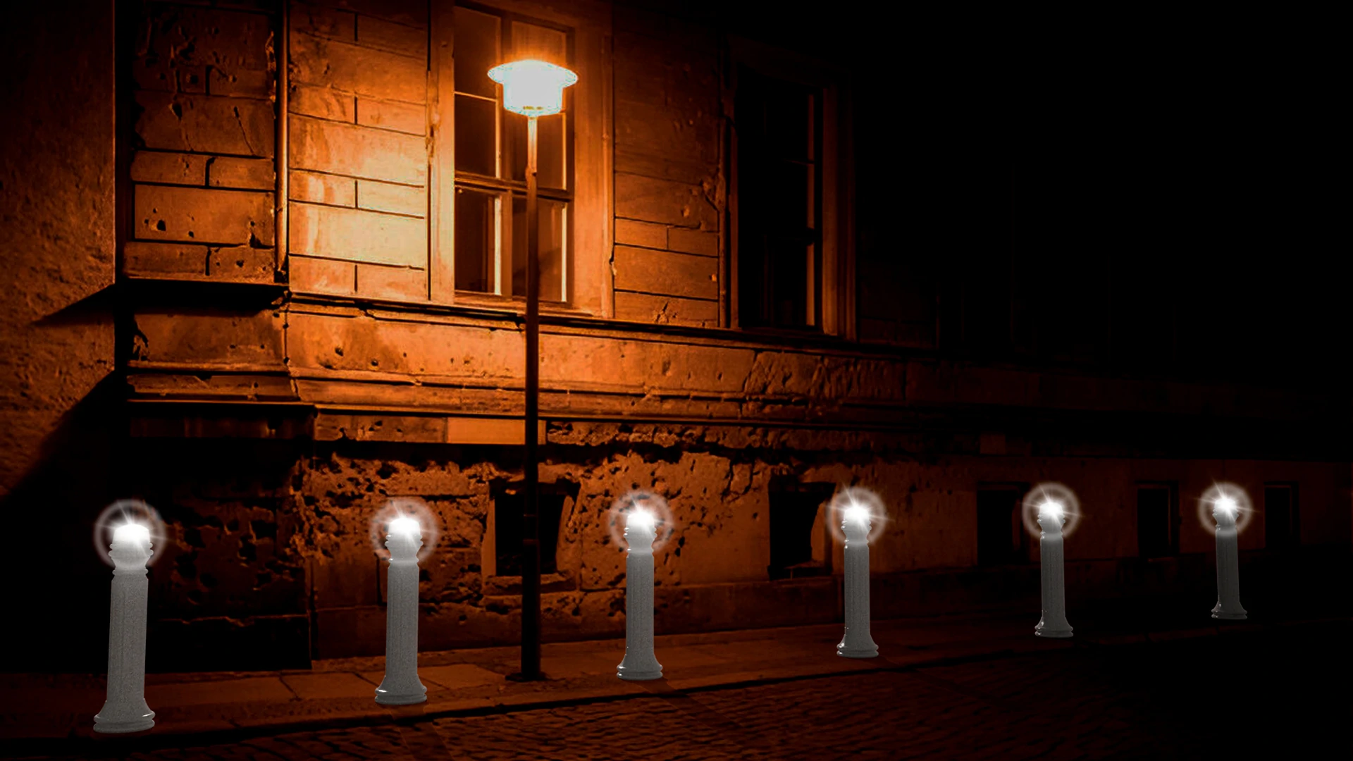 Bolardo con luz solar